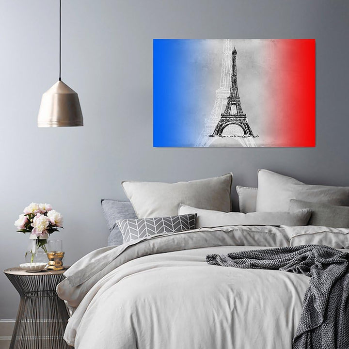 Feeby Frames, Leinwandbild, Bilder, Wand Bild, Wandbilder, Kunstdruck 60x80cm, Viva LA France, Eiffe