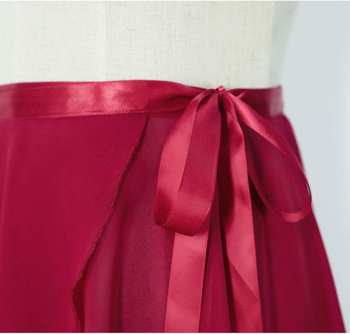 Daydance Ballett-Wickelrock für Mädchen und Damen, Chiffon, für Tanz, Schwarz M Burgunderrot, 82 Cm,