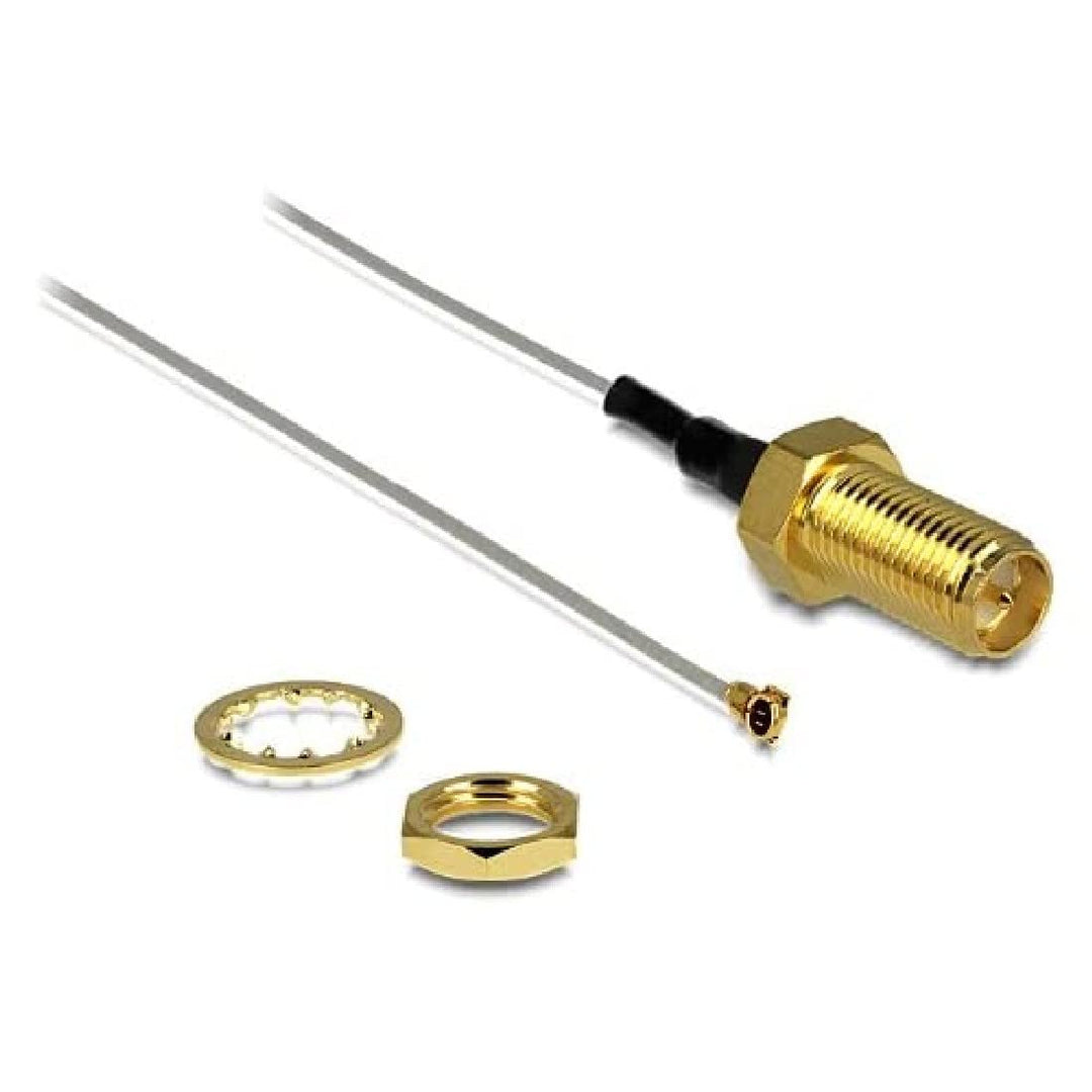 Delock 88815 Koaxialkabel, 0,2 m MHF IV (I-PEX) RP-SMA, Grau, männlich/weiblich, 50 Ohm