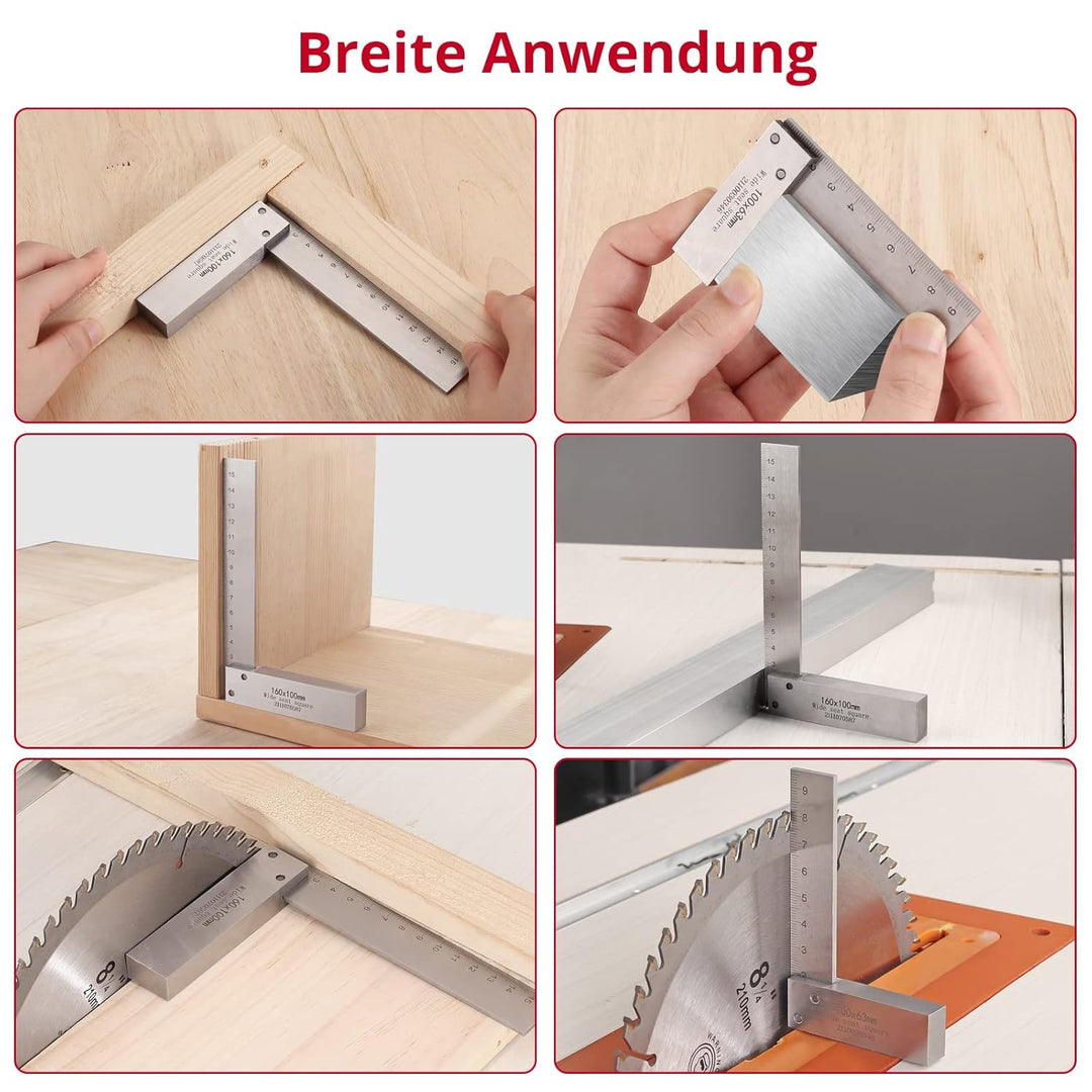 XUNTOP Schlosserwinkel 4-teilig 90 Grad Winkellineal mit metrischer und Zoll-Skala （63x40mm 80x50mm