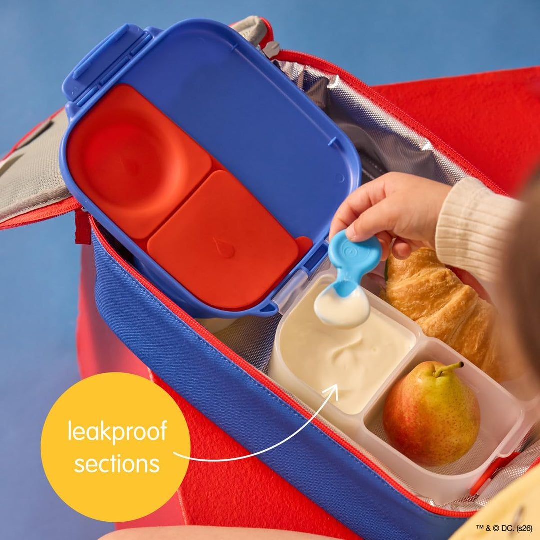 b.box Superman Mini Brotdose | Bento-Box mit 3 Fächern (2 auslaufsicher) | Ideal für Kleinkinder, Ki