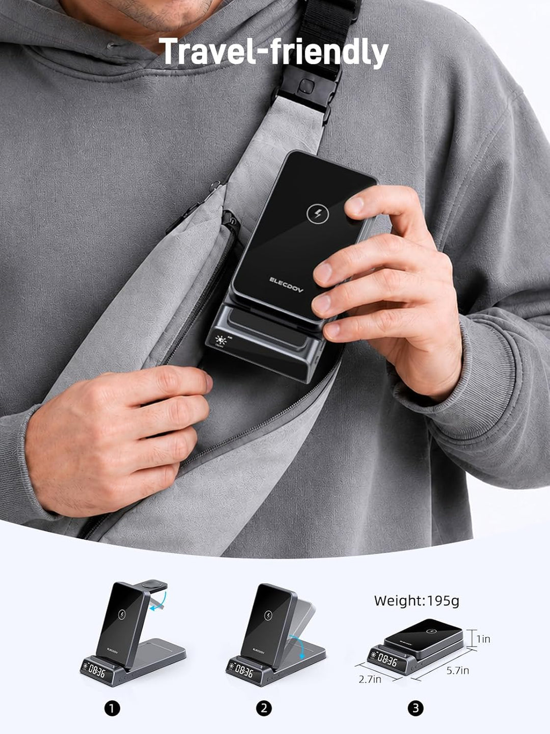 Wireless Charger für Samsung Ladestation 3 in 1 mit Uhr für Samsung Galaxy S26/S25/Z Fold 7/Flip 7/B