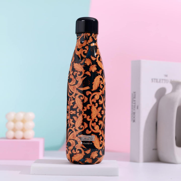I-Drink - Trinkflasche 350/500/1000 ML Thermoflasche aus Stahl (500 ML, Barock) 500 ML Barock, 500 M