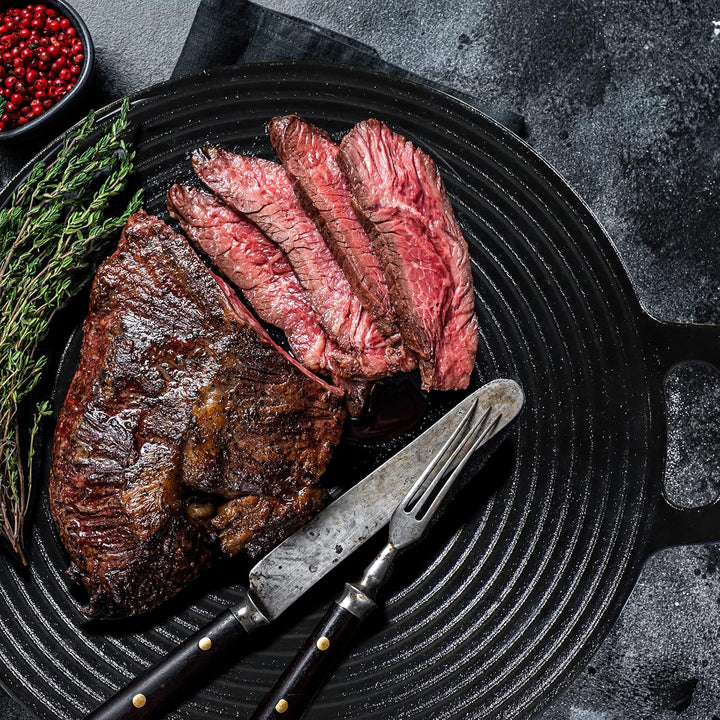 CCLIFE BBQ Grillpfanne Koreanische Grillpfanne aus Gusseisen Runde Grillplatte Antihaftbeschichtung,
