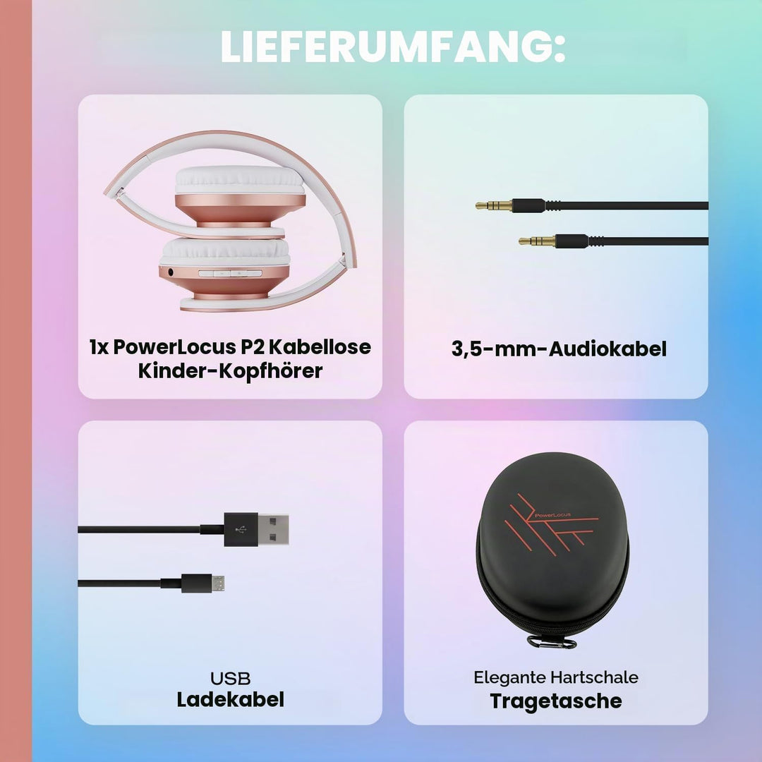 Kinder Kopfhörer, PowerLocus KinderKopfhörer Bluetooth mit 85dB Lautstärkebegrenzung, Faltbar mit Tr