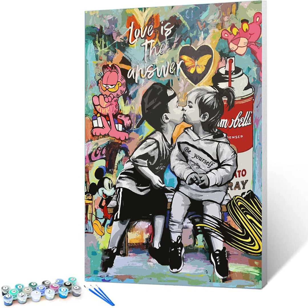 Painting by Numbers for Adults on Canvas Banksy Street Art Wall Decor Love is The Answer Graffiti Pa