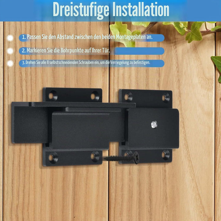 Steinwhale Torriegel, 3.5mm robuster Türriegel aus Aluminiumlegierung für Holzzäune im Freien, Doppe