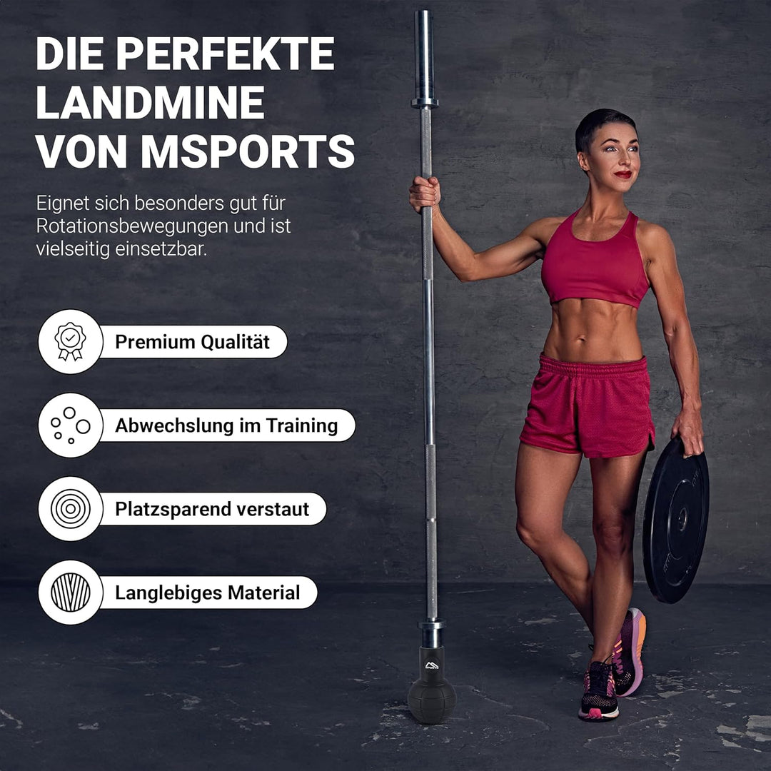 MSPORTS Landmine, Langhantelaufnahme, Anbaugerät für Langhantelstangen mit 25 oder 50 mm