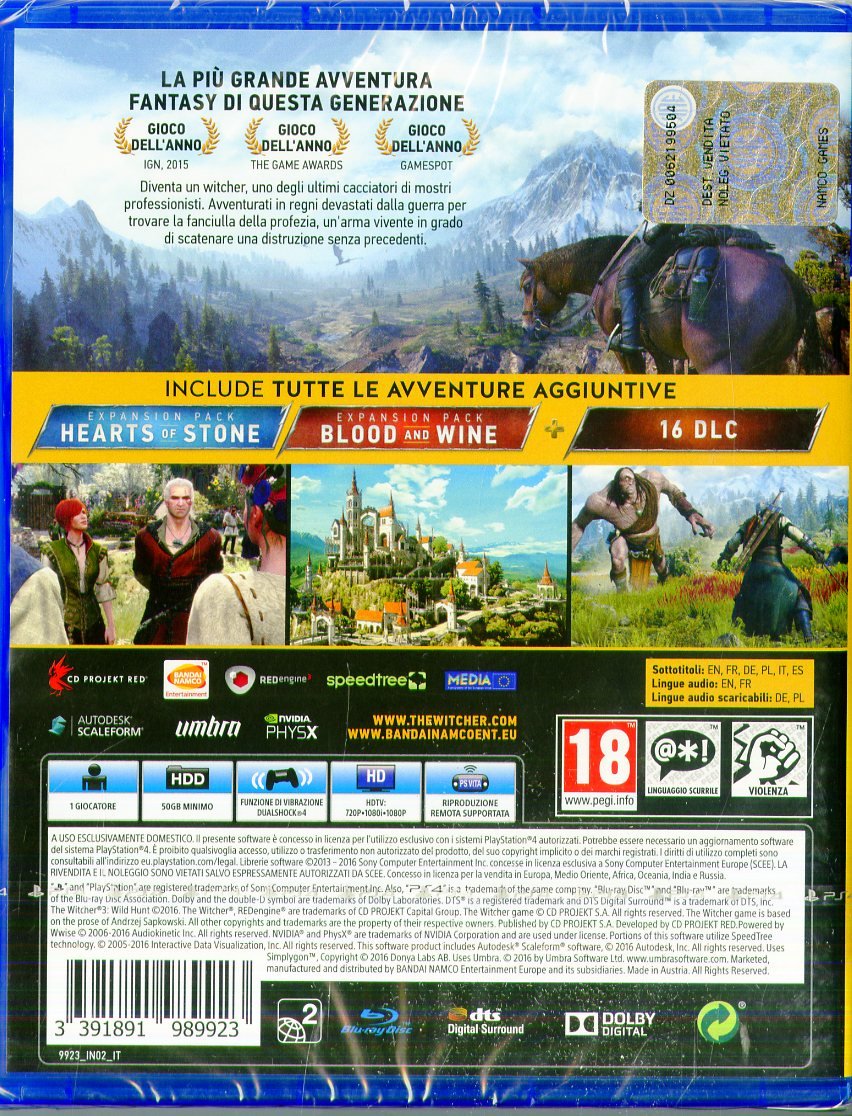 Namco Bandai The Witcher 3: Wild Hunt Game Of The Year Edition