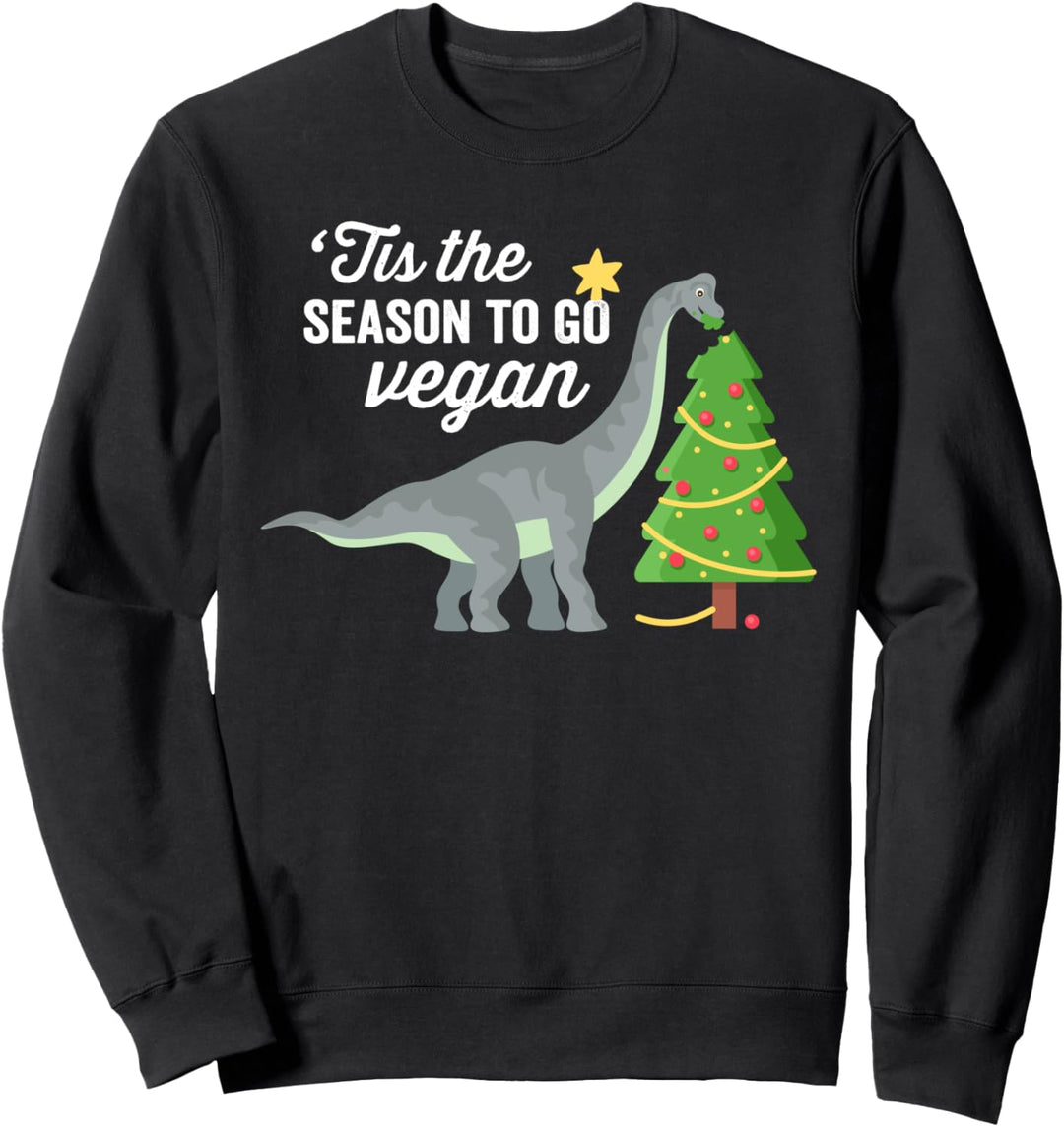 Christmas Tis the Season To Go Veganer Dinosaurier Weihnachtsbaum Sweatshirt