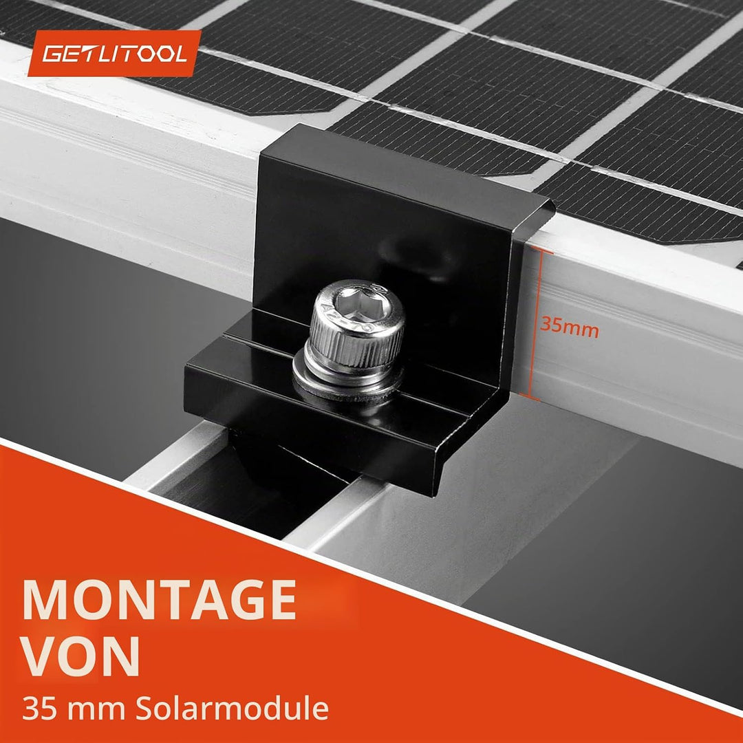 GETLITOOL Solarmodul Halterung 35mm Endklemme Kit, 10x Solarpanel Z Halterung Randklemme für Photovo