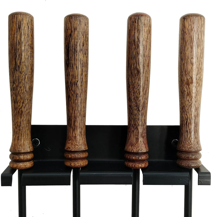 Relaxdays Kaminbesteck, 5-TLG. Set, Schürhaken, Schaufel, Aschebesen, Schaber, Wandhalter, Ofengarni