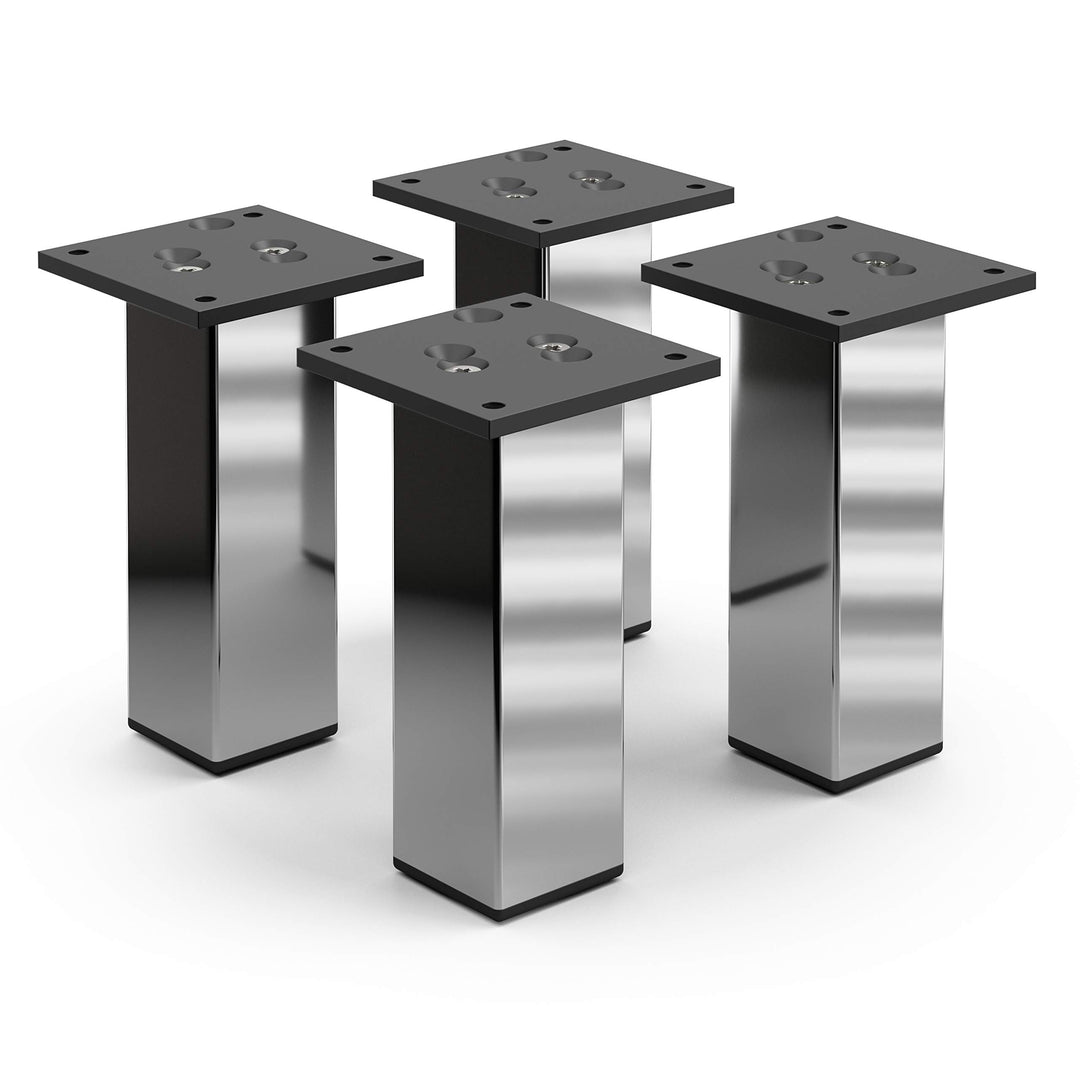 sossai® Exklusiv - Aluminium Möbelfüsse | E4MF-N | 4er Set | Höhe: 150mm | Farbe: Chrom 4 Stück, Höh