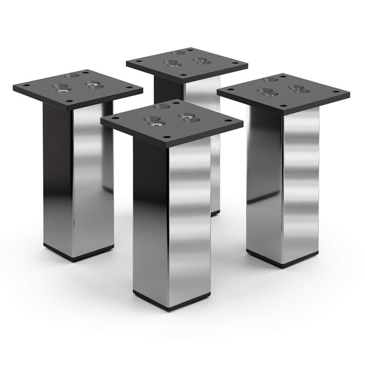 sossai® Exklusiv - Aluminium Möbelfüsse | E4MF-N | 4er Set | Höhe: 150mm | Farbe: Chrom 4 Stück, Höh