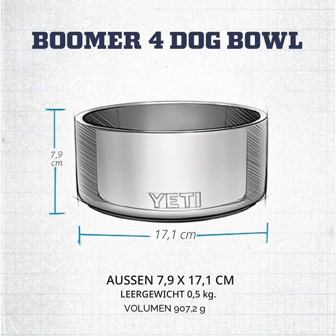 YETI Boomer 4 Hundenapf aus Edelstahl, rutschfest, fasst 907.2 g, Edelstahl