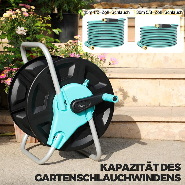 Plastik Schlauchtrommel-Karree,Gartenschlauchwagen fasst bis zu 15-40 m 5/8 zoll Schlauch，Tragbare &