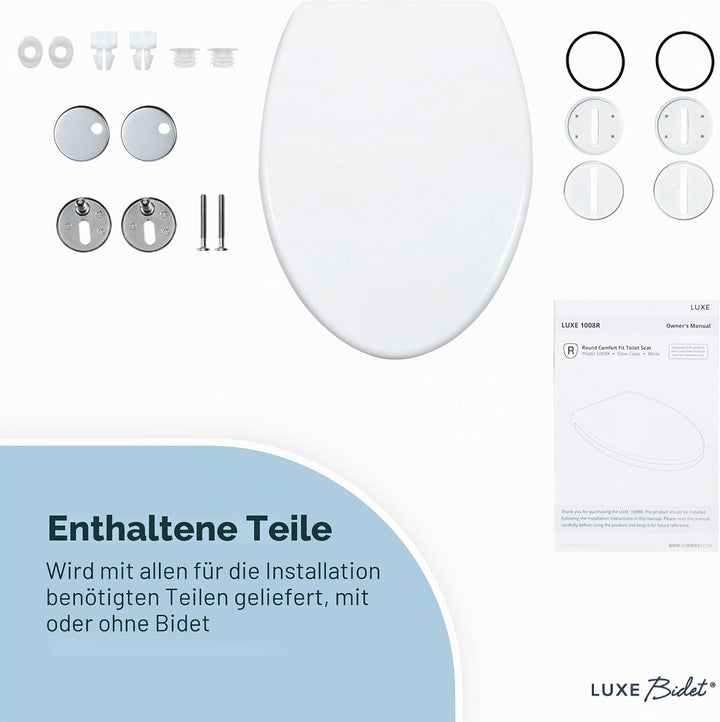 Luxe Bidet LUXE TS1008E Toilettensitz, länglich, bequeme Passform, mit Absenkautomatik, Quick-Releas