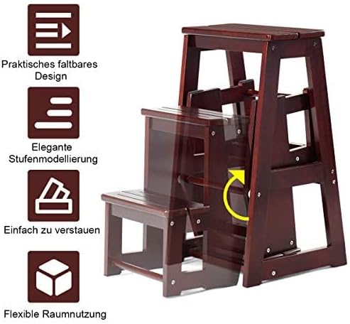 FANTASK Tritthocker 3 Stufen, Leiterstuhl Trittstuhl klappbar, Hockerleiter bis 150 kg, 66 cm hoch 3