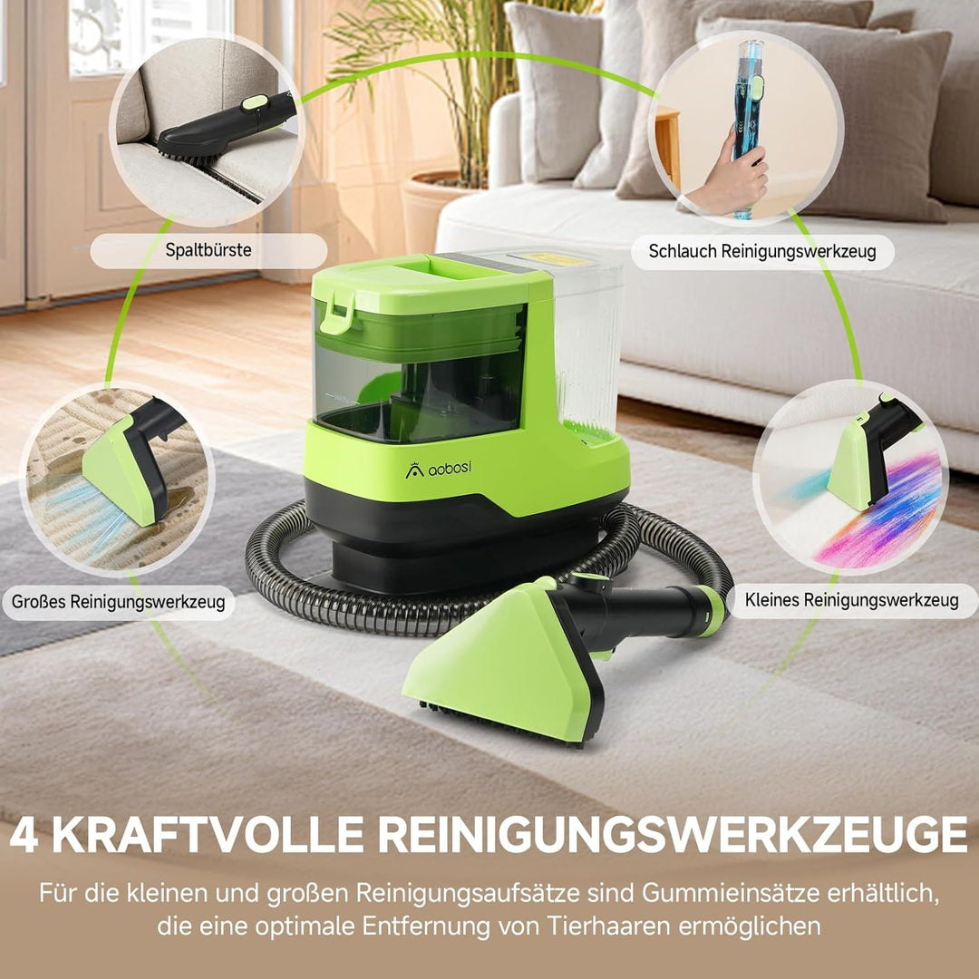 Polsterreiniger Gerät mit Heissdampf & 17KPa - 1800W Waschsauger Teppichreiniger mit Sprachfunktion