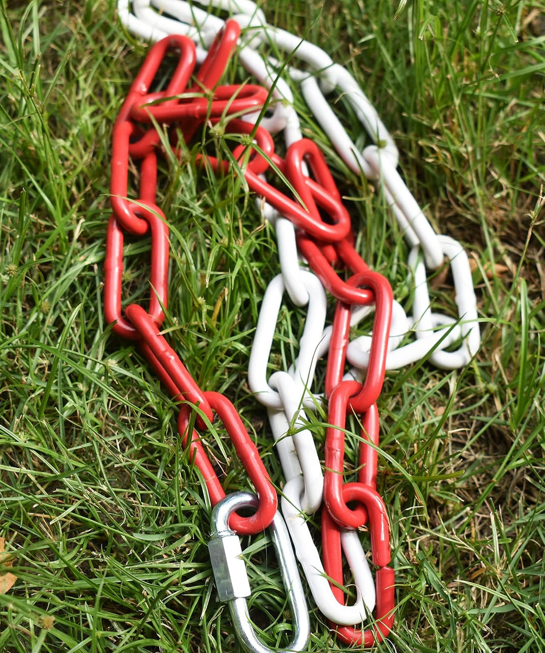 Absperrkette Metall Warnkette Zweifarbige Rot-Weisse Kette 10M, Gliederkette Sicherheitskette Bauste