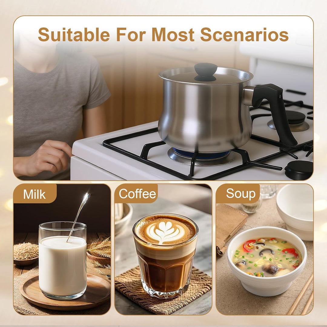 1.5l Milchtopf Induktion, Milchtopf Doppelwandig Mit Ausgiesser Und Rutschfester, Simmertopf Kochtop