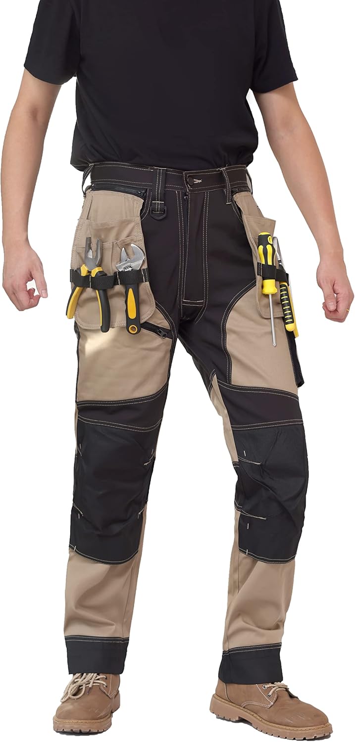WORK IDEA Arbeitshosen männer, Hose mit multifunktionalen Taschen, Hose mit abnehmbaren Flugtaschen,