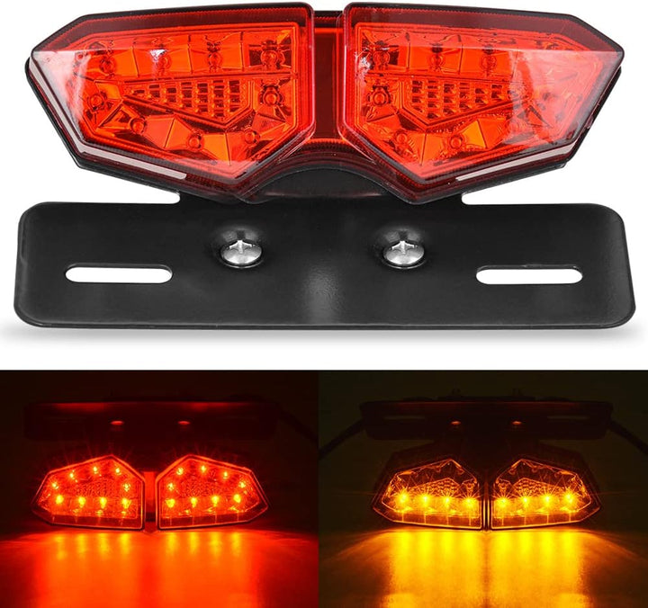 KATUR Universal Motorrad Integriertes Bremslicht RüCklicht Blinker Kennzeichenbeleuchtung (Rote Lins