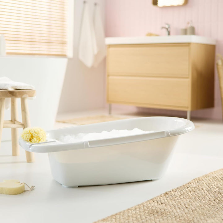 Rotho Babydesign Bella Bambina Badewanne - Stilvolle Weisse Babybadewanne für Kinder - Geräumige und