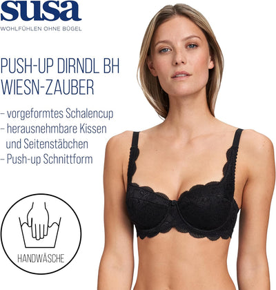 Susa Damen Dirndl BH 70F Schwarz, 70F Schwarz