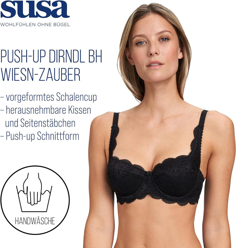 Susa Damen Dirndl BH 70F Schwarz, 70F Schwarz