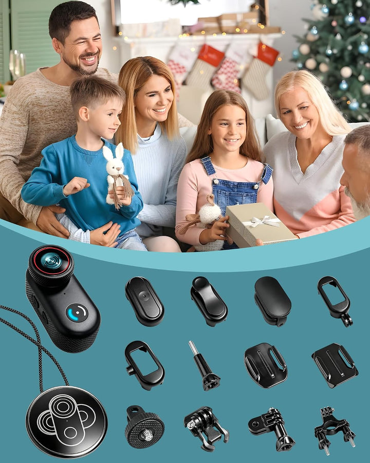 Mini Action Cam 4K, 1,47 Zoll Display Vlog Kamera, BodyCam Körperkamera mit WLAN, 140° Weitwinkel Mo