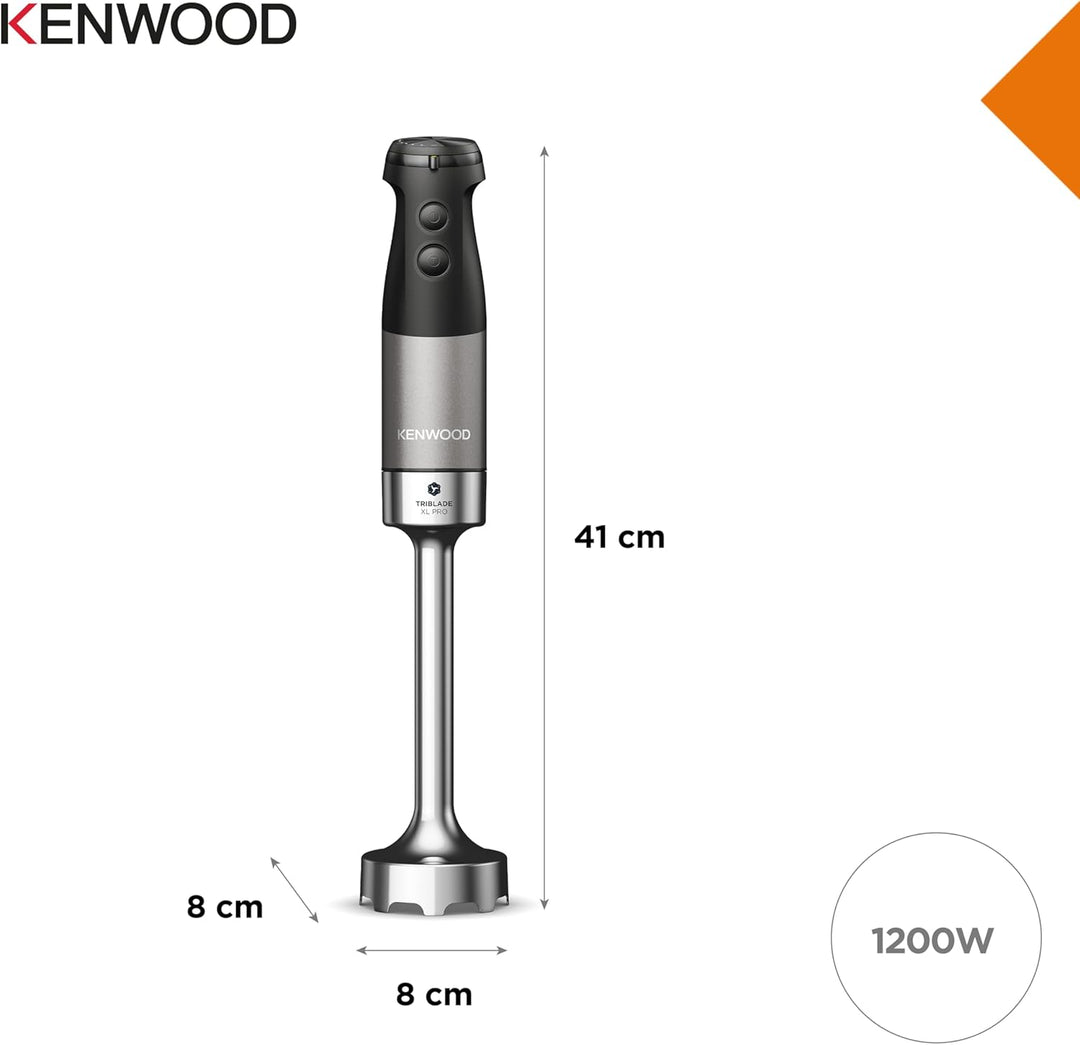 Kenwood Triblade XL Pro Stabmixer HBM80.322BK, 1200W, variable Geschwindigkeiten, Edelstahl(Pürierfu
