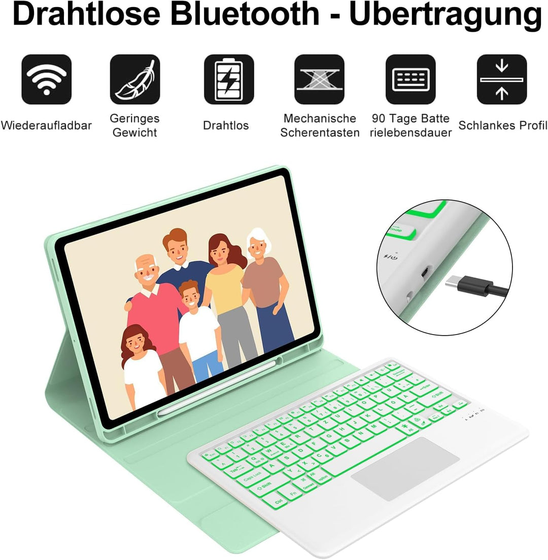 IVEOPPE Tastatur für Samsung Galaxy Tab S9FE Plus, Hülle mit Tastatur für Samsung Tab S9+ 12.4", Mag