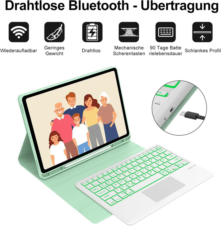 IVEOPPE Tastatur für Samsung Galaxy Tab S9FE Plus, Hülle mit Tastatur für Samsung Tab S9+ 12.4", Mag