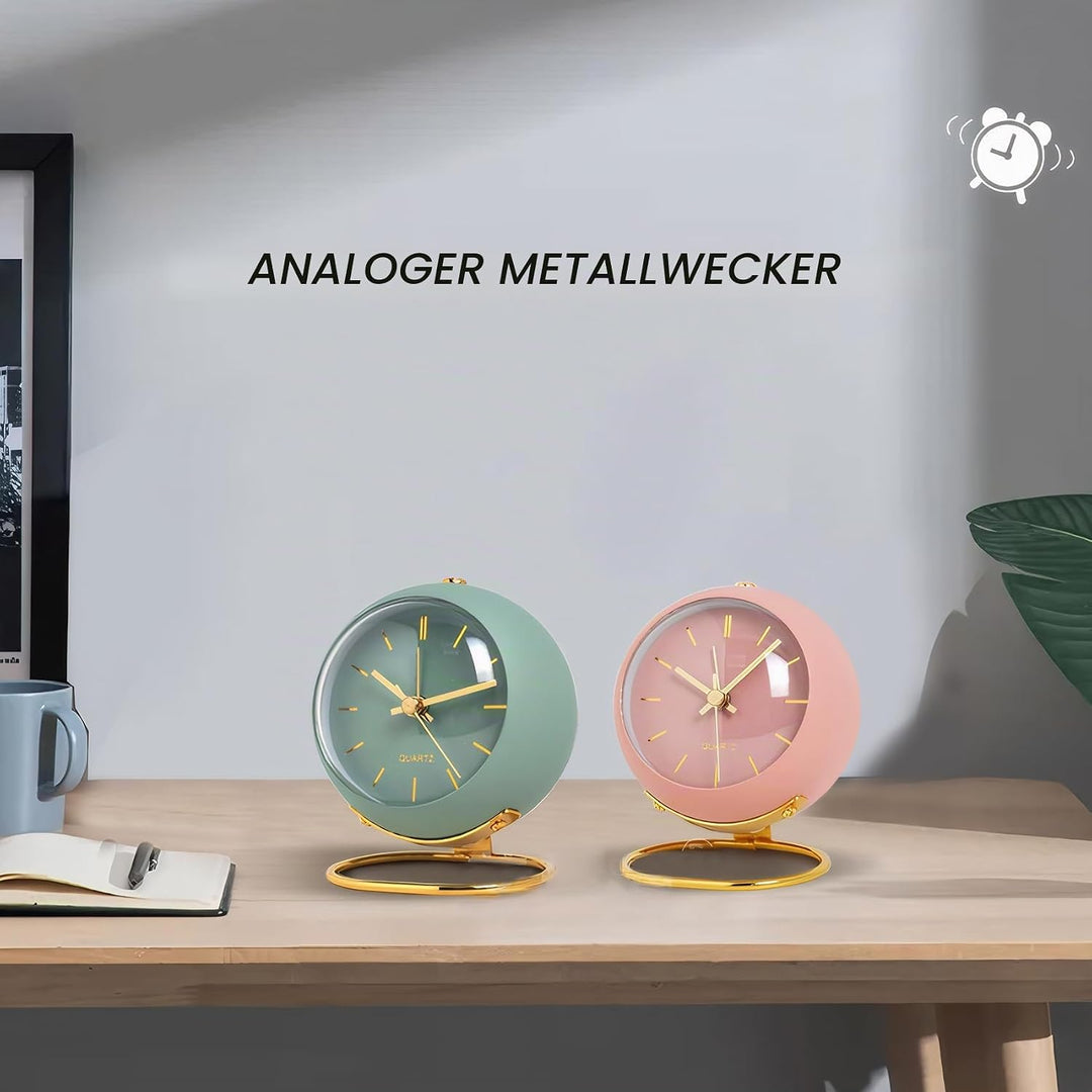 Lancoon Retro Quarzuhr Analogwecker Metall Batteriebetrieben Mit Nachtlicht Einfaches Niedliches Des