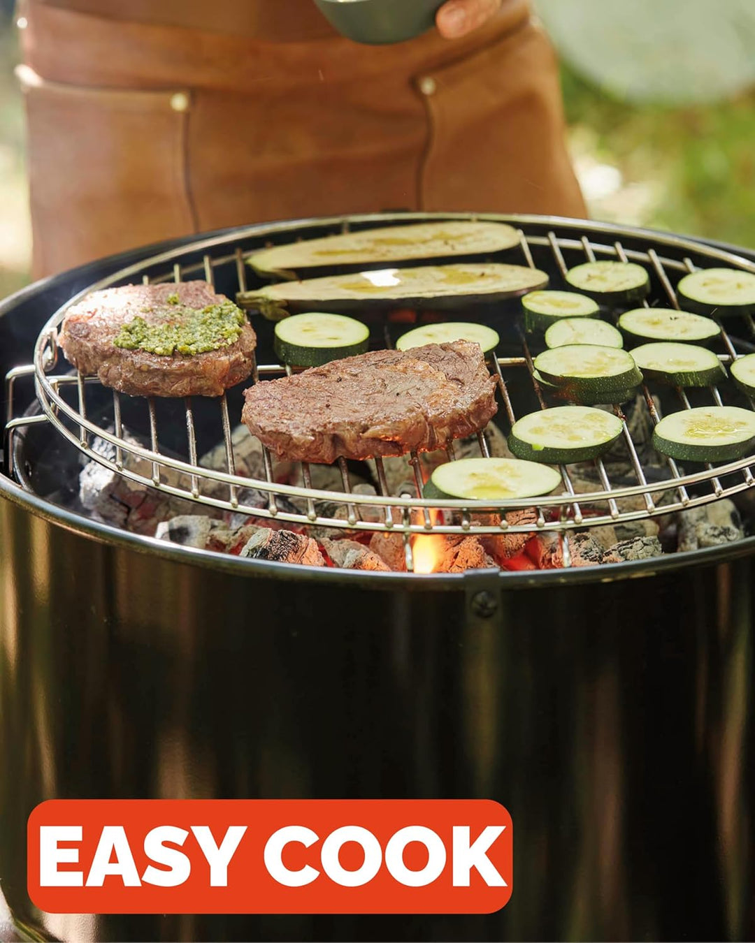 barbecook Edson Grilltonne, feuertonne mit grillplatte, Grillen für 10 Personen, Schwarz, 60x60x90cm