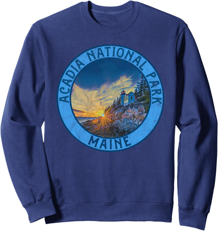 Vintage Acadia National Park Retro Distressed Beach Sweatshirt