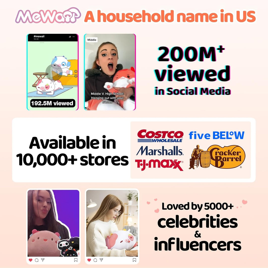 Mewaii Niedliches Kuh-Plüsch-Kissen, Kawaii Plüschtiere weisse Kuh, Squishy Plüschtiere, Kuschel-Plü