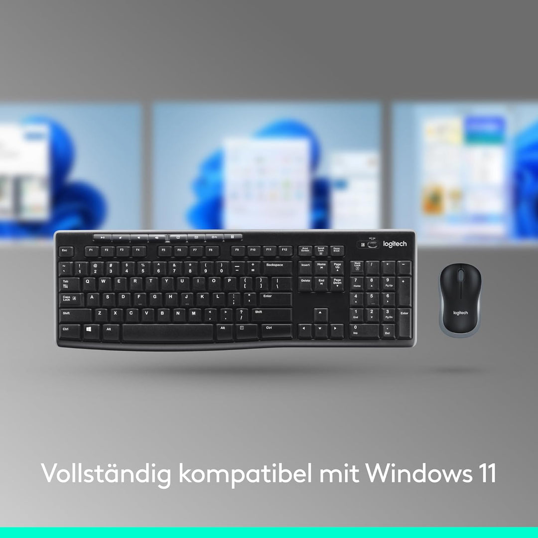 Logitech MK270 Kabelloses Set mit Tastatur und Maus für Windows, 2,4 GHz kabellos, Kompakte Maus, 8