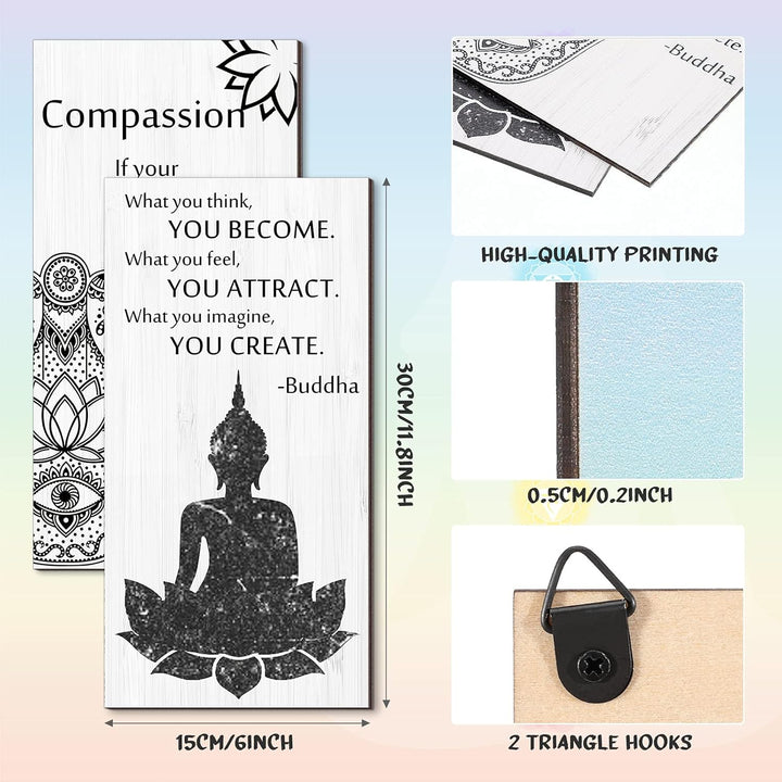 Buddha-Zitate, inspirierendes Zitat, Wanddekoration, Zen-Meditation, Holzaufhängung, Meditations-Bud