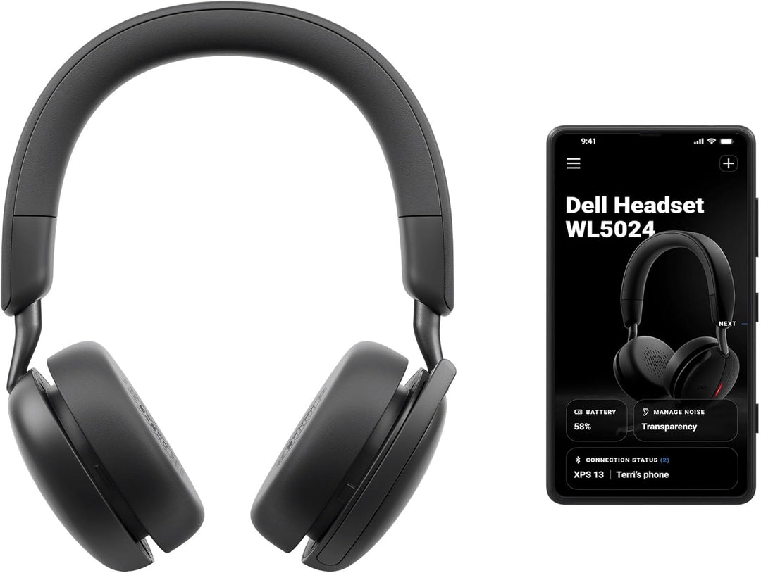 Dell WL5024 Pro Wireless ANC Headset - Hybrid Active Noise Cancellation, AI-Based Noise Cancellation