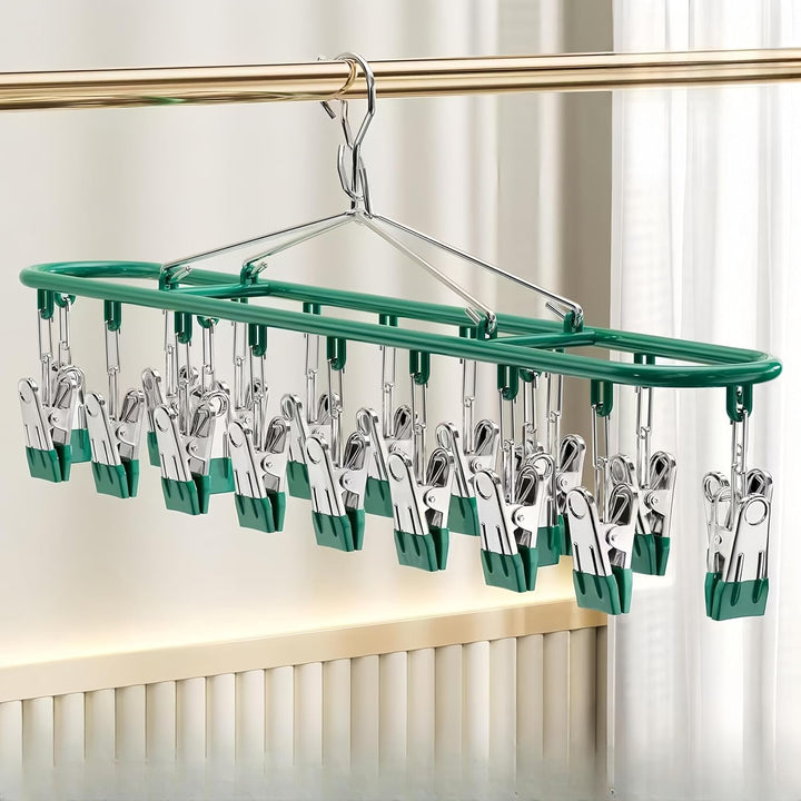 Metall Kleiderständer mit Clips, Edelstahl, Kleider- und Sockenbügel, Wäschetropfbügel mit 20 Clips,