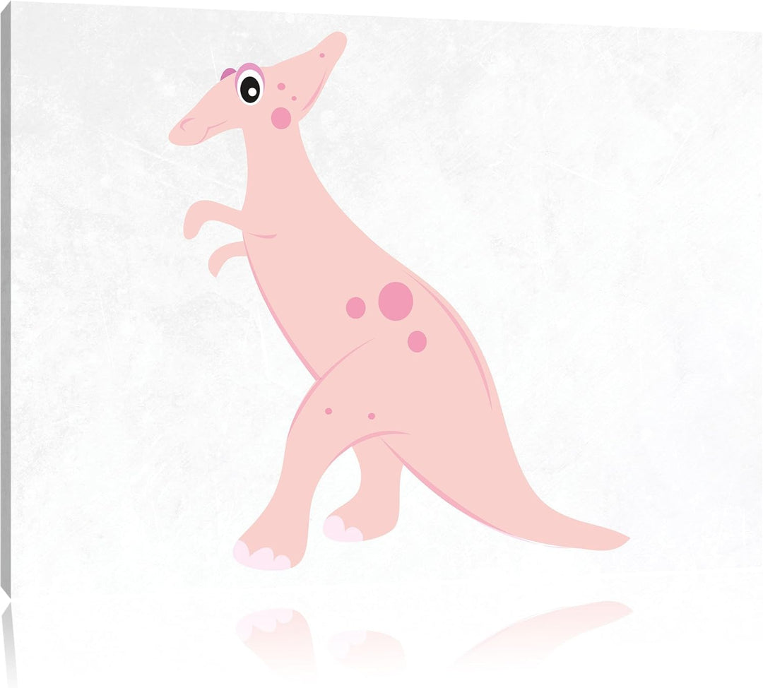 Pixxprint Niedlicher Dinosaurier als Leinwandbild/Grösse: 100x70 / Wandbild/Kunstdruck/fertig bespan