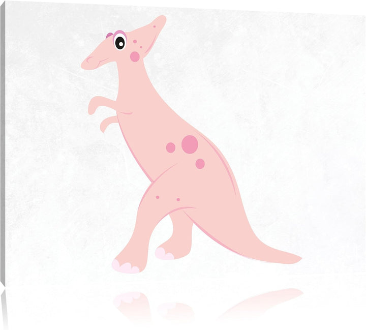 Pixxprint Niedlicher Dinosaurier als Leinwandbild/Grösse: 100x70 / Wandbild/Kunstdruck/fertig bespan