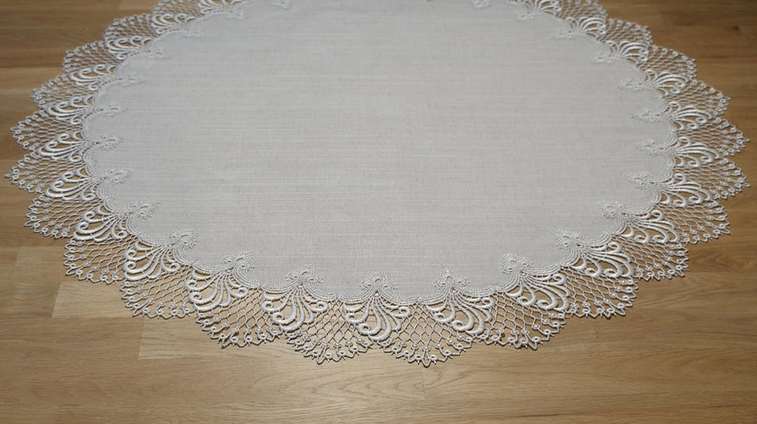 Plauener Spitze by Modespitze 3086L_14_90 Tischdecke Nizza L, Grösse 90 cm, rund 90 cm rund, 90 cm r