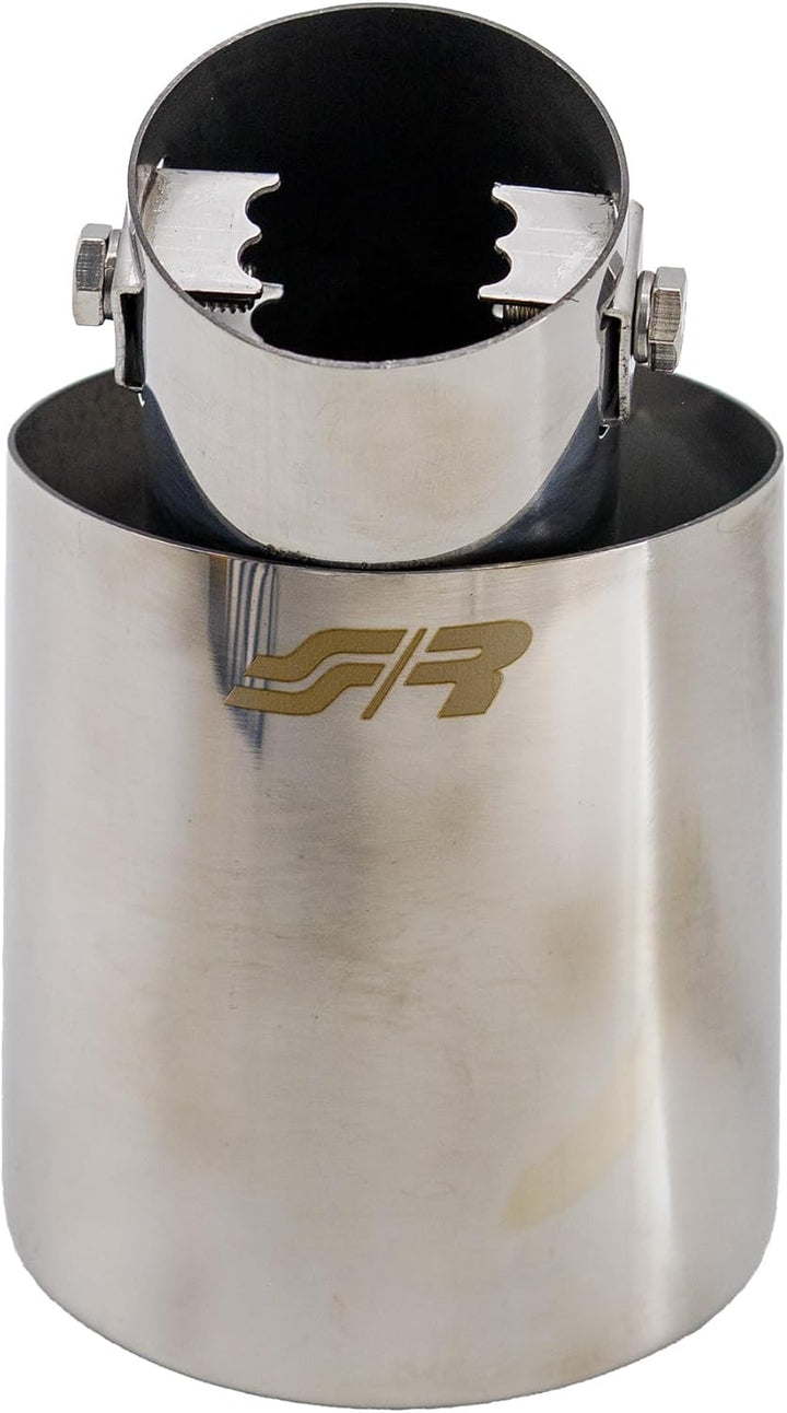 Simoni Racing Auspuffblende Oval/Schräg Edelstahl - 87x66xL150 - Anschluss ->48mm