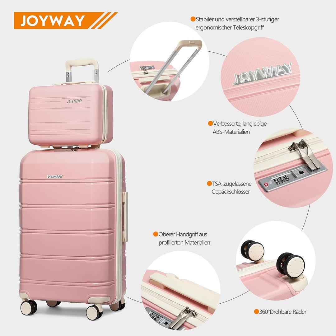 Joyway Kofferset 3 Teilig Hartschale mit 4 Rollen und TSA-Schloss Der Gepäcksets Enthält 1 Kosmetikk