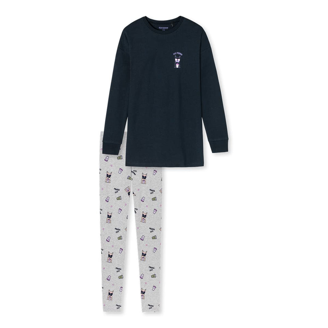 Schiesser Mädchen Schlafanzug lang – Einhorn, Sterne, Dots, Waldmotive und Hexen, Altrosa (rosa), 12