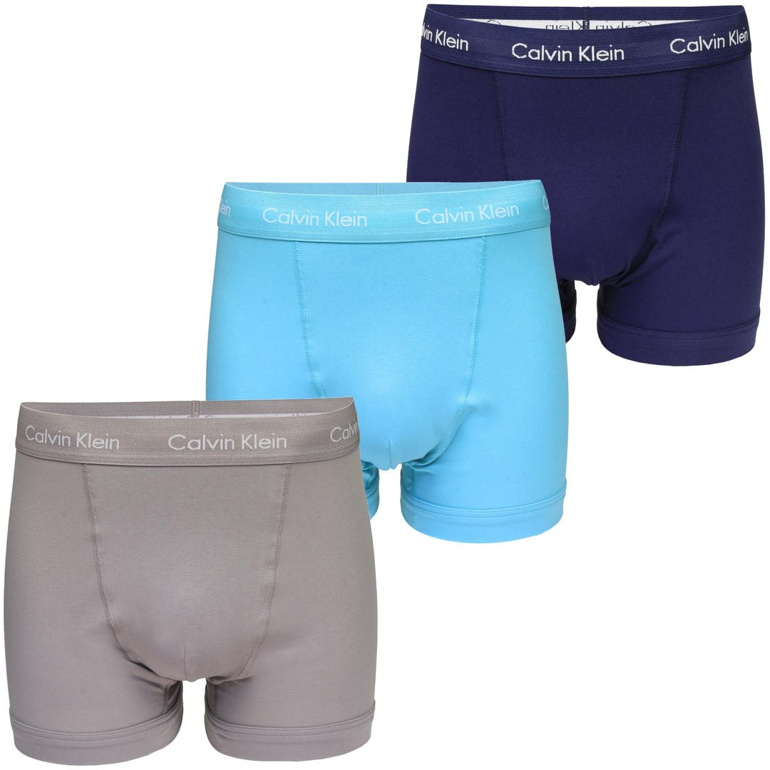 Calvin Klein 2P S/S Crew Neck Kurzarm T-Shirts Herren S Blau (Cool Wtr, Gry Sand, Evn Bl W/ Wh Wb),