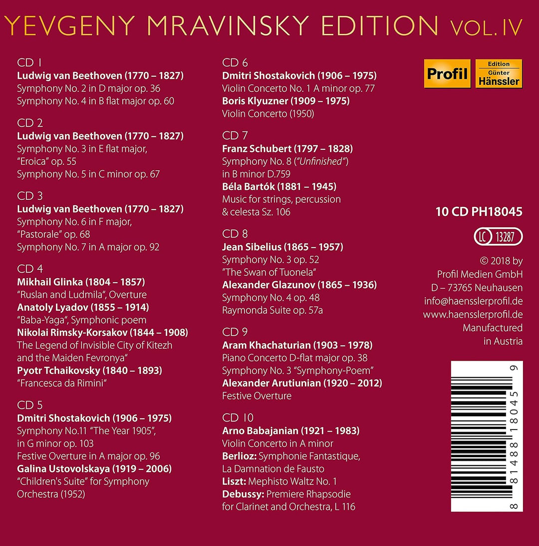 Evgeny Mravinsky Edition Vol.4, Audio-CD